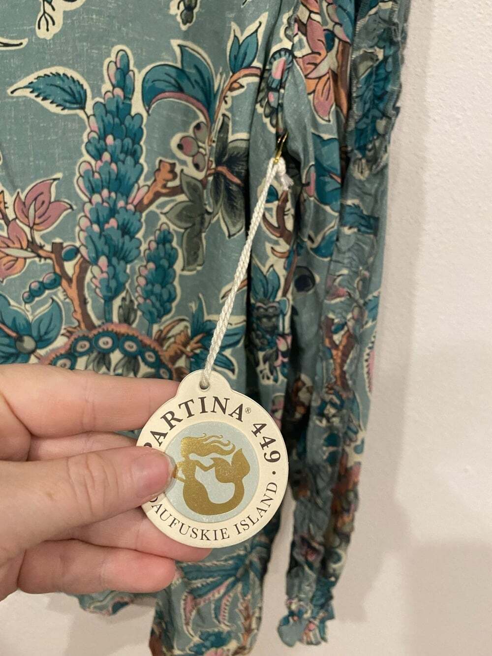 Spartina 449 Wilenna Blouse Womens M Green Floral V Neck Long Sleeve Boho Top - Picture 4 of 5